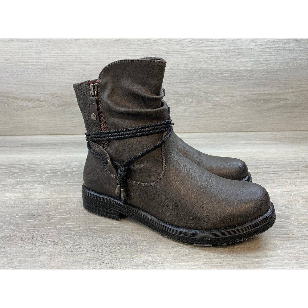 Patrizia by Spring Step Muselow Grey Black Ankle Boots Faux Fur Lined 7 Shoes